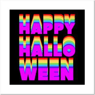 Retro Rainbow  Happy Halloween T-Shirt - Supporting LGBTQ Pride Posters and Art